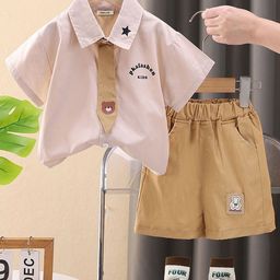 INCLUD Boys Short Sleeves Shirt With Attached Tie & Shorts-image-44