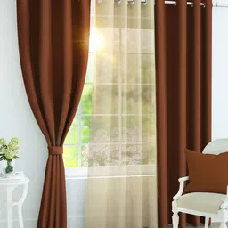 Story@home Brown Set of 3 Black Out Long Door Curtain-image-63