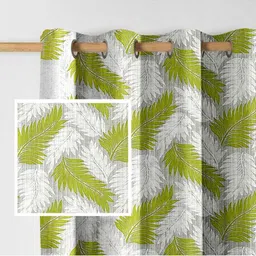Aura Green & White Set of 2 Floral Door Curtain-13