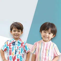 KIDGARB Multi Polycotton Cutaway Collar Printed Shirts-picture-20