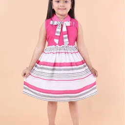 PINK MERMAID Striped Linen Fit & Flare Dress-image-37