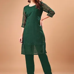 KAYRAAH Women Embroidered Georgette Straight Kurta-17
