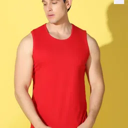 WOOSTRO Pack Of 2 Printed Combed Cotton Gym Vests VWS26(PLAIN RED)(BKLN WHITE)-image-52