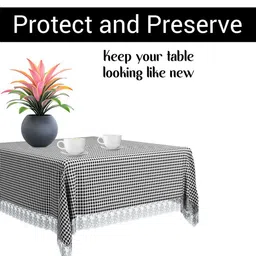 Kuber Industries Grey & White Geometric Printed Waterproof 4-Seater Table Cover image 2