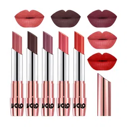 VOLO Set Of 5 Creme Matte Lipstick 3.5g Each -Light Peach-Chocolate-Plum-Dark Peach-Orange-11