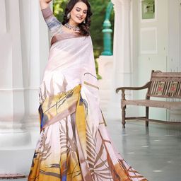 Anouk Zari Linen Blend Saree-image-4