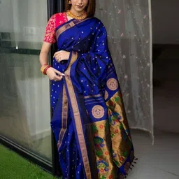 HERE&NOW Woven Design Zari Pure Silk Banarasi Saree-40