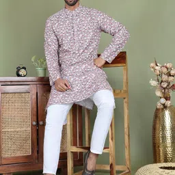 Jompers Men Printed Regular Sequinned Kurta with Pyjamas-picture-4