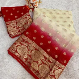 PAYAL CREATION Woven Design Pure Georgette Heavy Work Saree-image-52