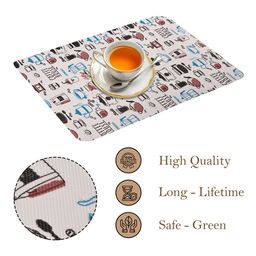 Kuber Industries 6-Pcs White & Red Coffee House Printed Anti-Slip Dining Table Placemats image 5