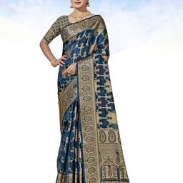 Anouk Rustic Ethnic Motifs Zari Organza Banarasi Saree-12