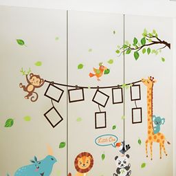 INDIAN ROYALS Brown & Blue Animal Giraffe Lion Cartoon Self Adhesive Wall Sticker-image-85