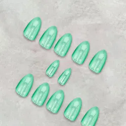 PRIVIU Set Of 12 Reusable Chromatic Nail With Application Kit Mint Green-13