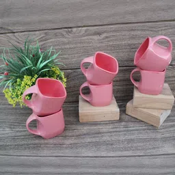 laghima jadon Pink Solid Ceramic Glossy Cups Set of 6 Cups and Mugs-25