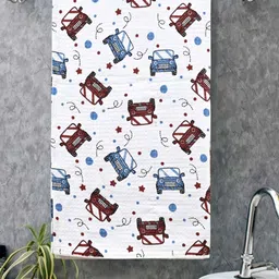 MAFATLAL White & Blue Printed Cotton 250 GSM Bath Towel-image-53