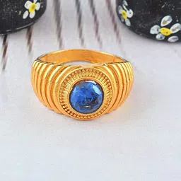 Missmister Unisex Gold-Plated Sapphire-Studded Finger Ring-image-37