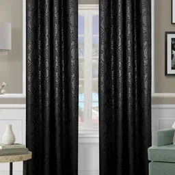 Cortina Black 2 Pieces Ethnic Motifs Printed Window Curtain-image-52
