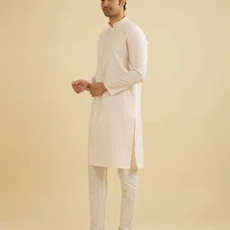 Manyavar Men Floral Woven Design Mandarin Collar Kurta With Pyjamas image 3