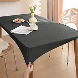 HOKIPO Grey Waterproof Non-Slip Stretch Fit 4-Seater Rectangle Table Cover-10