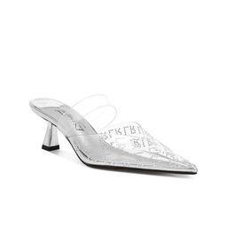 London Rag Embellished Block Mules with Laser Cuts-2
