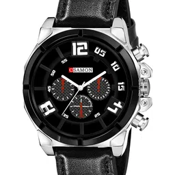 CSAMON Men Dial & Leather Bracelet Style Straps Analogue Watch Csamon_12_Fullblack-0