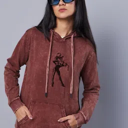 Bewakoof Heavy Duty Women Printed Hooded Pullover Sweatshirt-image-73