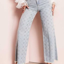 Wear Your Words Women Wide Leg High-Rise Highly Distressed Embellished Jeans-image-98