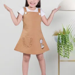 kidoz Girls Embroidered Cotton Dungaree With T-Shirt-image-99