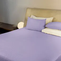 LABHAM Simple Living Blue Striped 210 TC Satin King Bedsheet With 2 Pillow Covers-picture-10