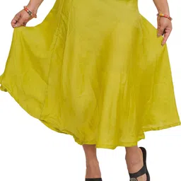 Exotic India Plain Satin Midi Skirt-picture-39