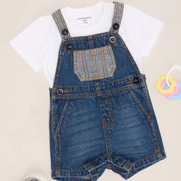 Pantaloons Baby Denim Dungarees With T-shirt-image-6