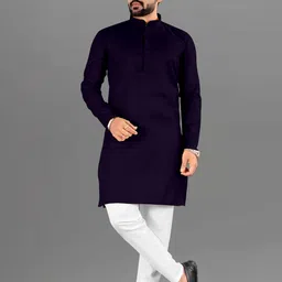 Moda Rapido Men Purple Cotton Straight Kurtas-picture-38