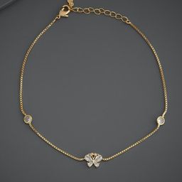 Kushal's Fashion Jewellery Gold Plated Zircon Studded Anklet-image-82