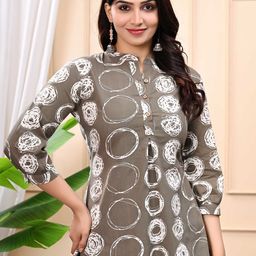 BAESD Women Printed Mandarin Collar Cuffed Sleeves Cotton Shirt Style Top-picture-33