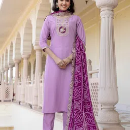 Navlik Women Embroidered Regular Kurta with Trousers & With Dupatta-picture-12
