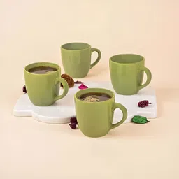 Storepedia Sea Green 4 Pieces Solid Ceramic Glossy Cups And Mugs 200ML-16