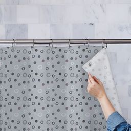 ArtzFolio Grey & Black Printed Waterproof Shower Curtains-image-90