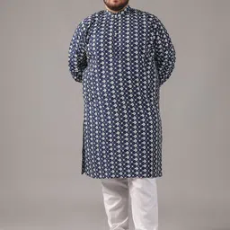 SOJANYA PLUS Size Floral Embroidered Thread Work Band Collar Straight Kurta-6
