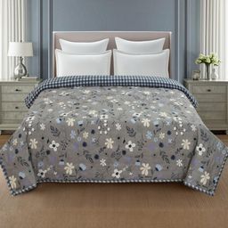 Harbell Home Grey & White Floral AC Room 120 GSM Double Bed Comforter-image-12