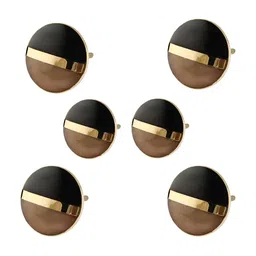 Indianshelf Set Of 6 Brown & Yellow Printed Resin Round Knobs-5