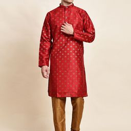 SKAVIJ Men Ethnic Motifs Printed Regular Kurta with Pyjamas-15