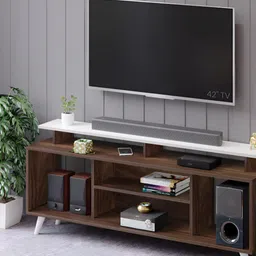 bluewud Skiddo Lite Wenge-Brown & White Rectangular TV Entertainment Unit With Cabinets-image-48