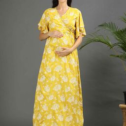 GOLDSTROMS Women Printed Maternity Long Ethnic Dress-image-18