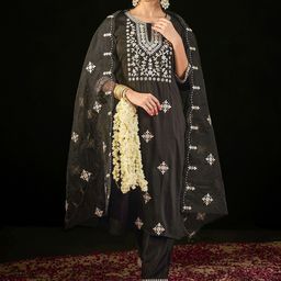 Indo Era Women Ethnic Motifs Embroidered Regular Gotta Patti Kurta with Trousers & With Dupatta-picture-30