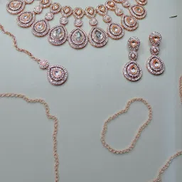 VATSALYA creation Alloy Gold- plated White Jewellery Set-51