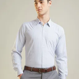 TIM PARIS Grid Tattersall Checked Spread Collar Pure Cotton Formal Shirt-image-52