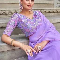 DIVASTRI Embroidered Pure Georgette Saree-picture-24