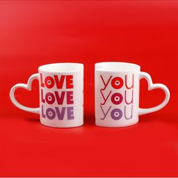 Archies White & Red Printed Ceramic Glossy Mugs Set of Cups and Mugs-1