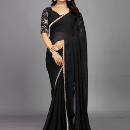Rhey Women Polka Dot Embroidered Saree With Lace Border-image-96