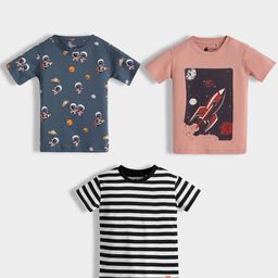 Orange Sugar Kids Pack of 3 Printed Round Neck Regular Sleeves Regular Fit T-shirts-picture-4
